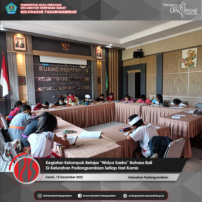Kegiatan Kelompok Belajar Widya Sastra Bahasa Bali Kelurahan Padangsambian Pada 15 Desember 2022