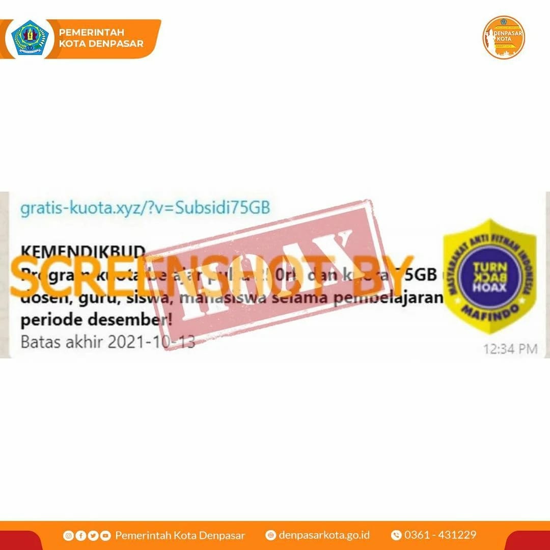 Awas Berita Palsu/HOAX - Kemendikbud bagi-bagi subsidi pulsa Rp250 ribu dan 75GB? Benarkah? (KONFIRMASI BERITA HOAX)