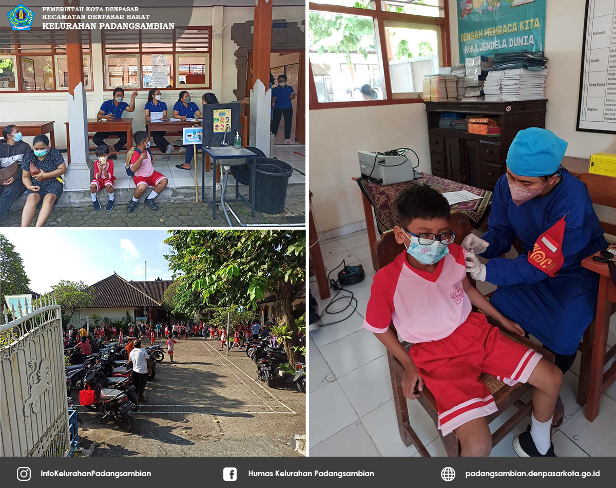 Kegiatan Vaksinasi Covid-19 Dosis Pertama Untuk Anak Umur 6 Tahun Ke Atas (SD) Di SDN 10 Padangsambian