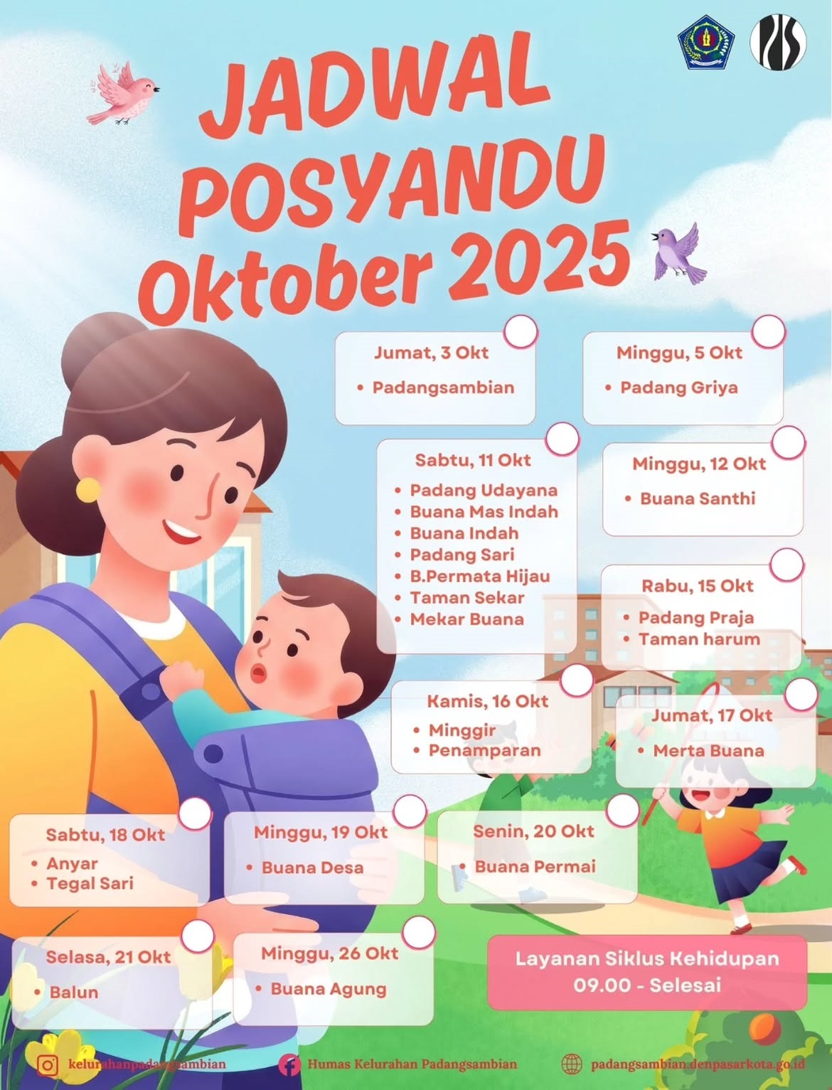 Jadwal Posyandu Lingkungan di Kelurahan Padangsambian Bulan Oktober 2025