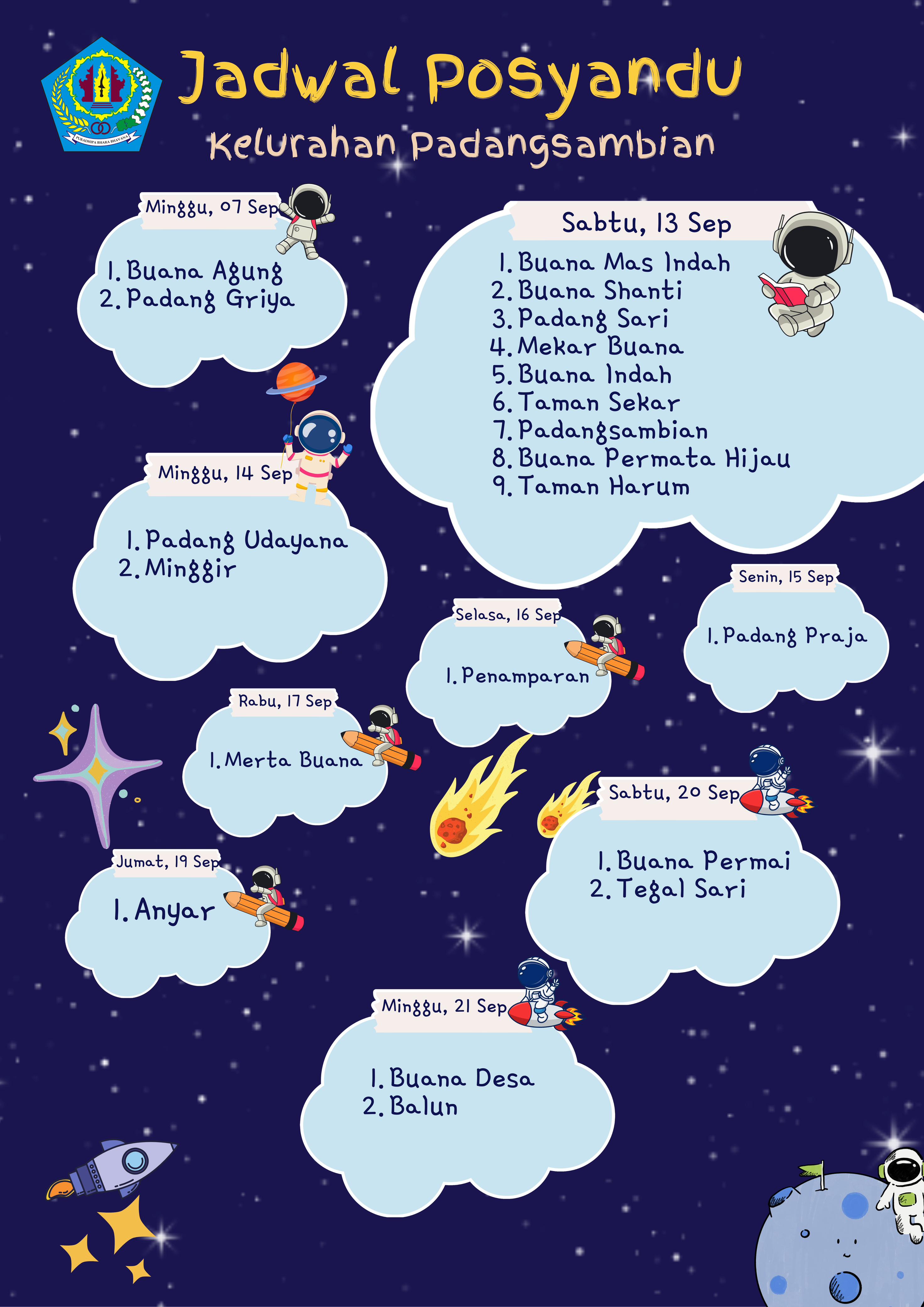 Jadwal Posyandu Bulan September 2025 Kelurahan Padangsambian